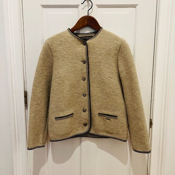 Vintage Geiger Womens Very Thick Pure Wool Button-Up Pockets Cardigan Sweater 45 - Picture 9 of 16